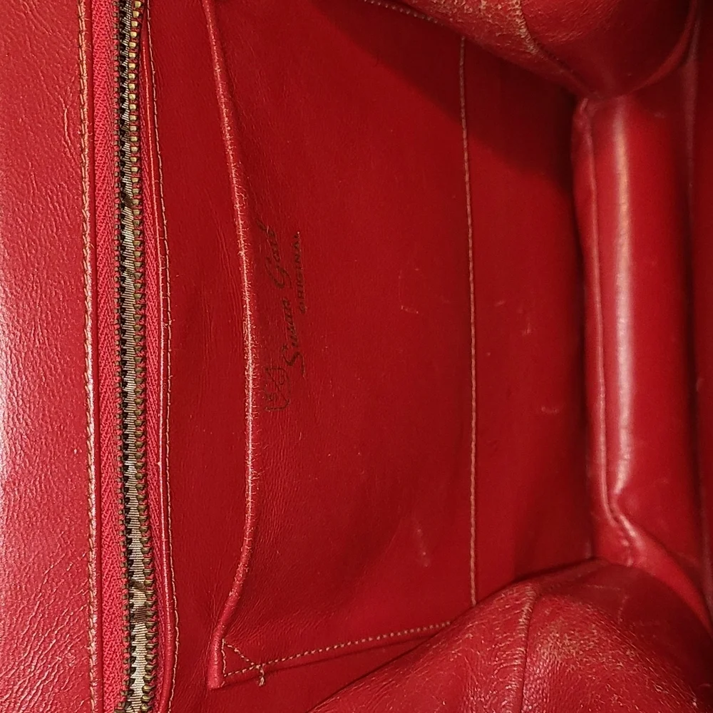 Designer Susan Gail‎ original black handbag red interior vintage
